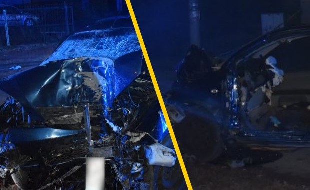 Szokujące nagranie. Auto wbiło się w drzewo, kierowca bez prawa jazdy