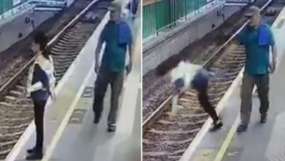 Szokujące nagranie. Mężczyzna spycha kobietę z peronu
