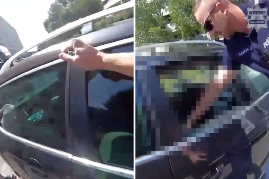 Szokujące sceny na parkingu! Mężczyzna uwięziony w rozgrzanym aucie /Śląska policja /