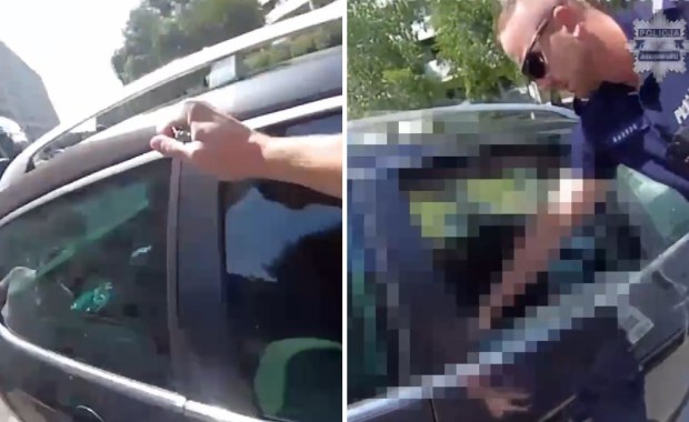 Szokujące sceny na parkingu! Mężczyzna uwięziony w rozgrzanym aucie