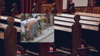 Szokujące sceny w kościele. Półnagi mężczyzna zaatakował księdza i zdemolował ołtarz