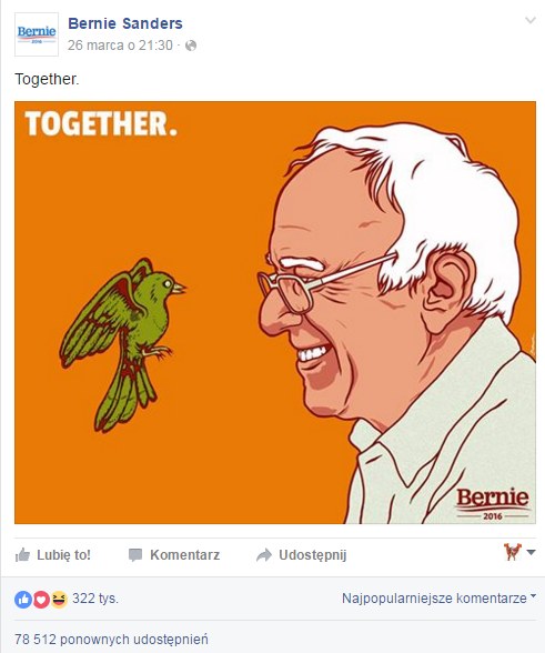 Sztab Berniego Sandersa na Facebooku /facebook.com
