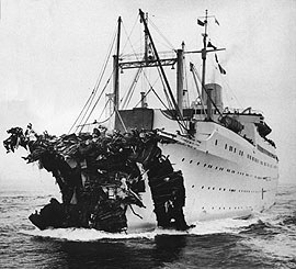 Sztokholm po zderzeniu ze statkiem Andrea Doria /Bundesarchiv, Bild 183-71706-0047 / Schaar, Helmut / CC-BY-SA 3.0 /Wikimedia