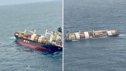 Sztorm wywrócił statek, groźny ładunek wpadł do morza. Służby alarmują 