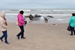 Sztormowa pogoda odkryła na plaży w Międzywodziu wrak XIX-wiecznego statku