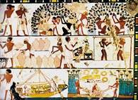 Sztuka starożytnego Egiptu: dekoracja ściany w bezimiennym grobowcu z Teb /Encyklopedia Internautica