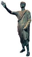 Sztuka starożytnego Rzymu: brązowy posąg mówcy z przełomu II i I w. /Encyklopedia Internautica