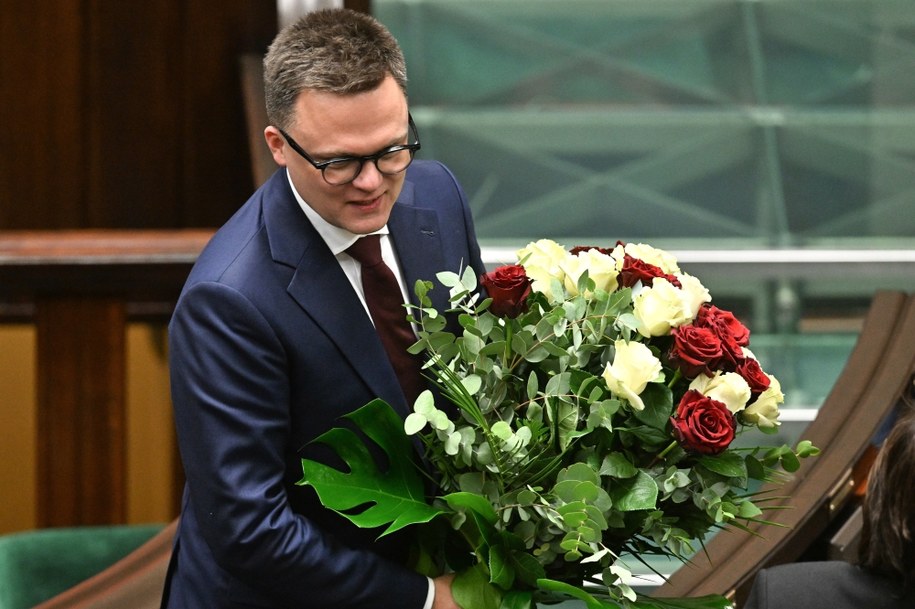 Szymon Hołownia po wyborze na marszałka Sejmu /Radek Pietruszka /PAP