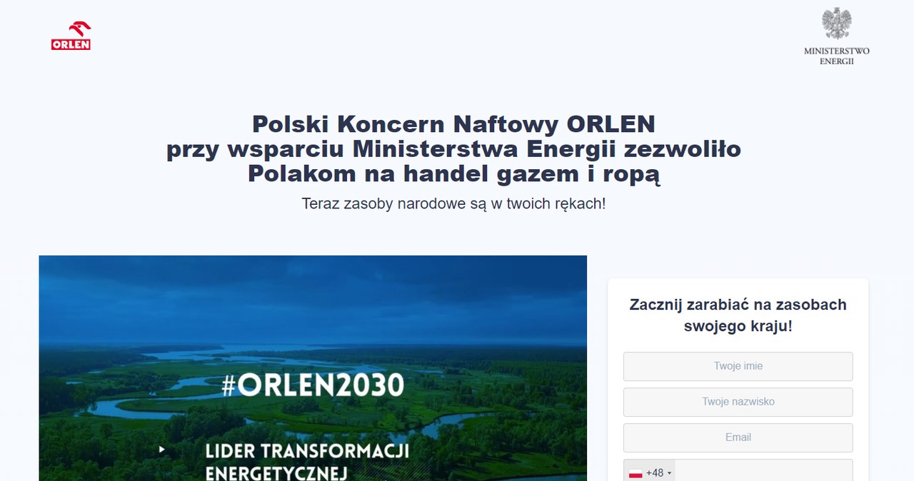 Ta strona to oszustwo. Nie ma nic wspólnego z firmą Orlen /INTERIA.PL