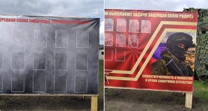 Tablice dla "zdrajców i "bohaterów" w rosyjskiej bazie wojskowej