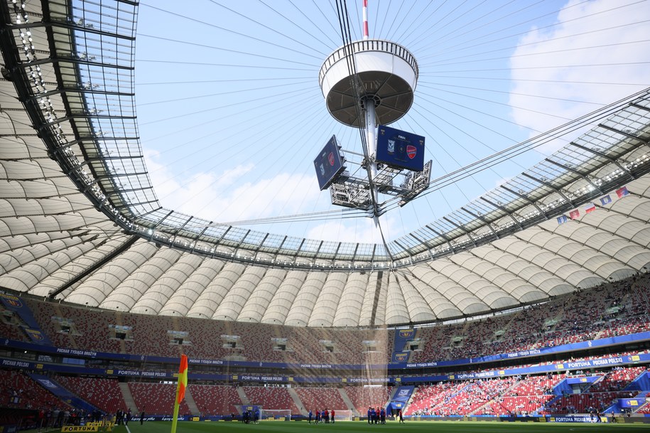 tadion PGE Narodowy przed finałowym meczm piłkarskiego Pucharu Polski: Lech Poznań - Raków Częstochowa / 	Leszek Szymański    /PAP