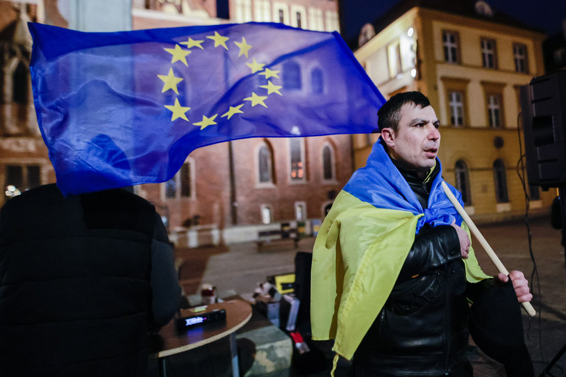 "TAK dla Ukrainy w Unii Europejskiej" - manifestacja we Wrocławiu /Krzysztof Zatycki /Agencja FORUM