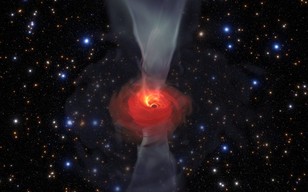 Tak do tej pory wyobrażano sobie wygląd czarnej dziury. Podobieństwo wydaje się uderzające... /Jordy Davelaar et al./Radboud University/BlackHoleCam /Materiały prasowe