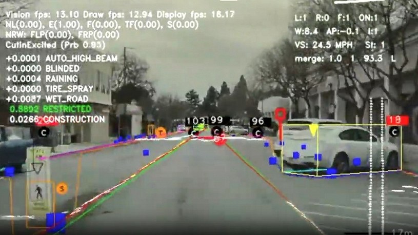 Tak dziwnie Autopilot od Tesli widzi świat otaczający pojazd [FILM] /Geekweek