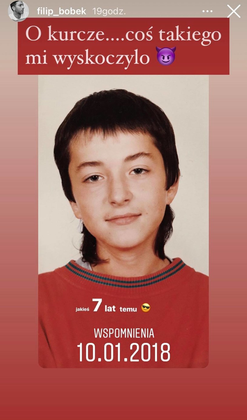 Tak Filip Bobek wyglądał w dzieciństwie /Screen z InstaStory  /Instagram
