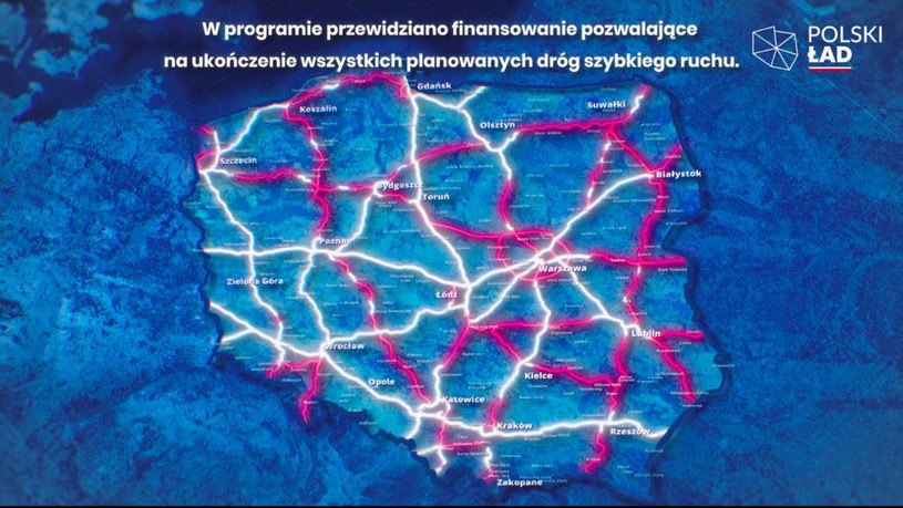 Tak ma wyglądać ukończona sieć dróg szybkiego ruchu w Polsce (na czerwono brakujące fragmenty) /Informacja prasowa