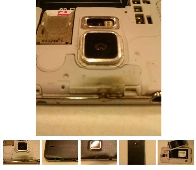 Tak miał wyglądać samoczynnie spalony Galxy S5, Jjhen, zdjęcia opublikowane w serwsie Reddit. /android.com.pl