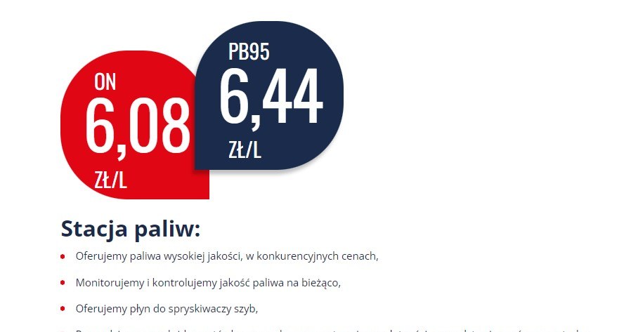 Tak prezentuje się oferta stacji paliw COAR /centrum.gov.pl/zrzut ekranu /