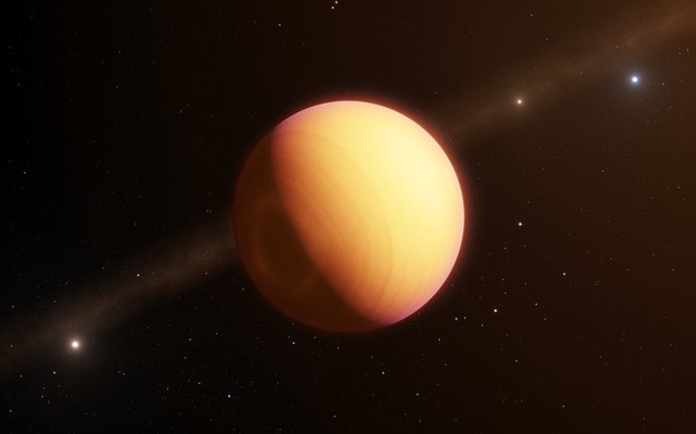 Tak rysownik ESO wyobraża sobie planetę HR8799e /ESO/L. Calçada /Materiały prasowe