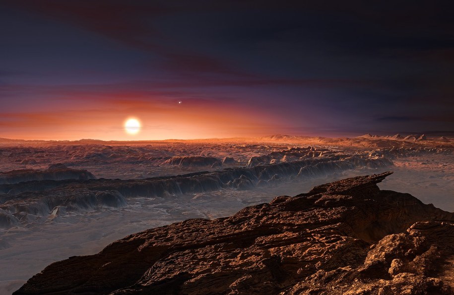 Tak rysownik wyobraża sobie powierzchnię Proxima Centauri b /ESO/M. Kornmesser /Materiały prasowe