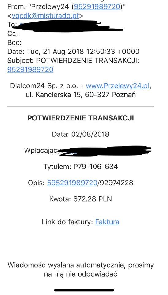 Tak wygląda fałszywy mail - zdjęcie zamieścił na swoim facebookowym koncie serwis Niebezpiecznik.pl /niebezpiecznik.pl /Facebook