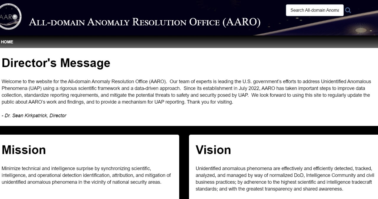 Tak wygląda nowa strona Pentagonu do zgłaszania przypadków UFO /domena publiczna