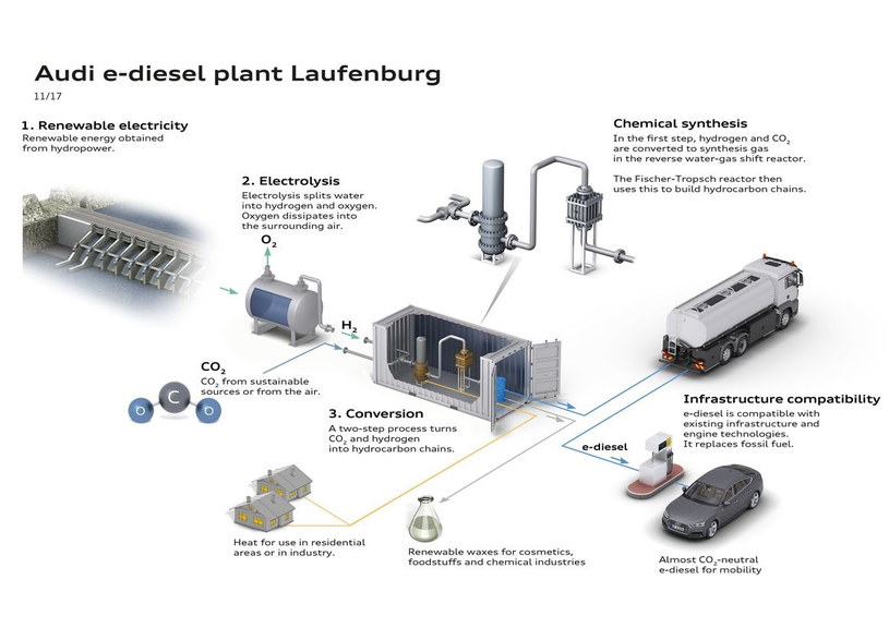Tak wygląda proces produkcji e-paliwa Audi /