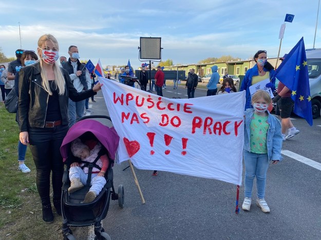 Tak wygląda protest mieszkańców i pracowników z przygranicznych regionów w Rosówku /Aneta Łuczkowska /RMF FM