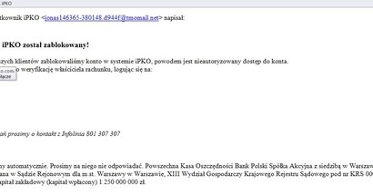 Tak wygląda przykładowy fałszywy mail. /materiały prasowe