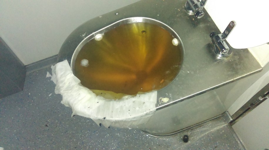 Tak wyglądają nieliczne czynne toalety w pociągu /Gorąca Linia RMF FM