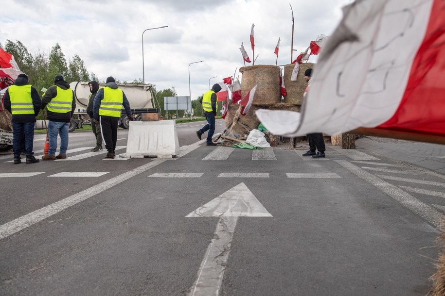 Tak wyglądał protest rolników w pobliżu polsko-ukraińskiego przejścia granicznego w Dorohusku /Wojtek Jargiło /PAP