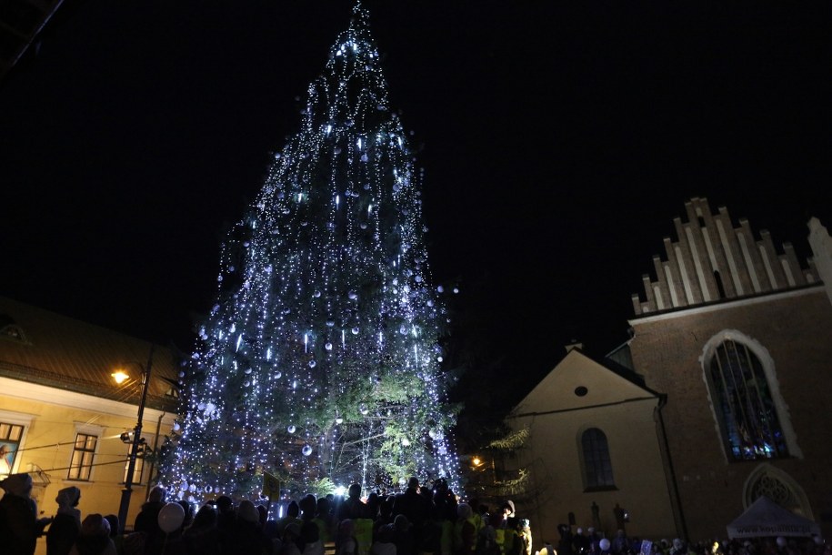 Tak wyglądała choinka, zanim uszkodził ją wiatr /Stanisław Rozpędzik /PAP
