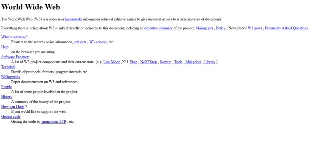 Tak wyglądała pierwsza strona WWW - stworzona 30 kwietnia 1993 roku /materiały prasowe