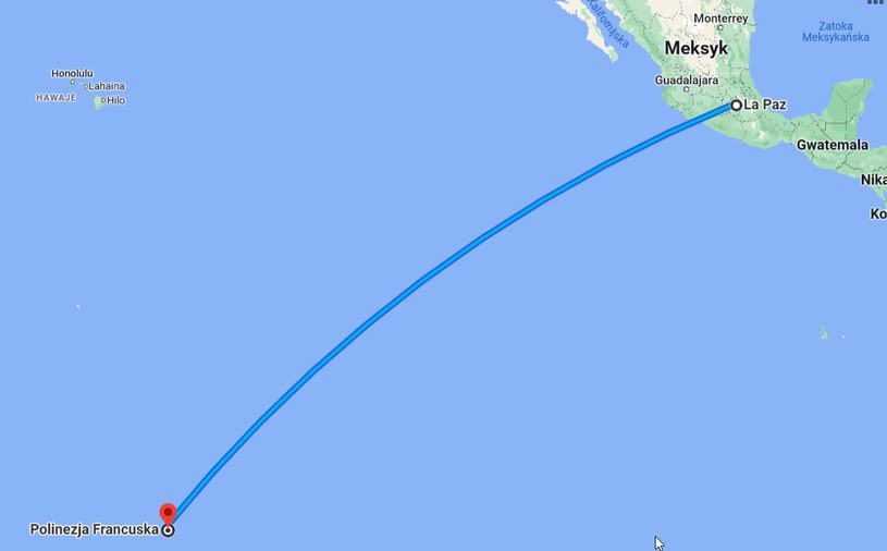 Tak wyglądała trasa, którą chciał pokonać 51-letni Australijczyk /Mapy Google /domena publiczna