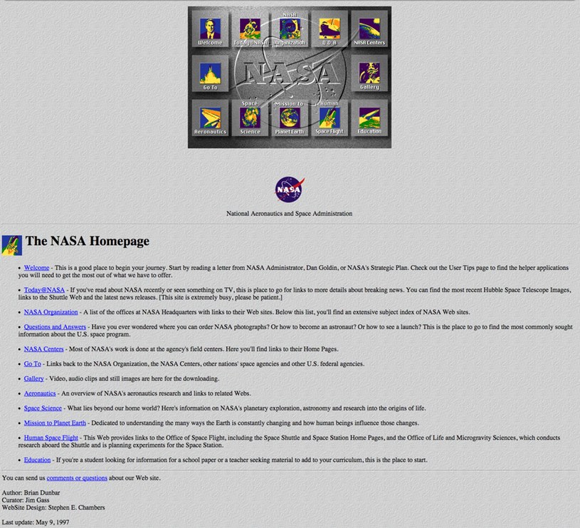 Tak wyglądała w 1998 roku strona główna serwisu NASA /NASA /materiały prasowe
