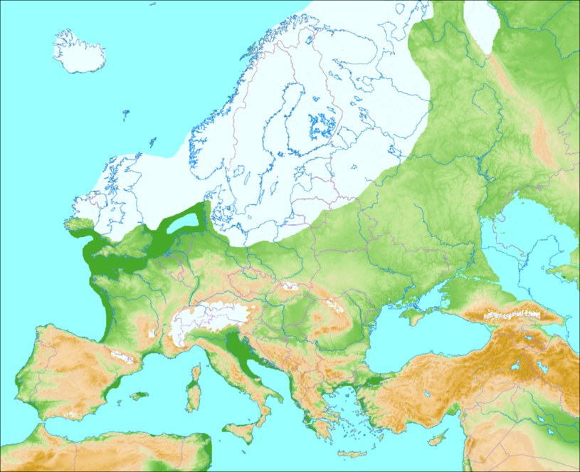 This is what glaciation in Europe looked like between 70,000 and 20,000 years ago.  Years ago /wikipedia.pl /Wikimedia