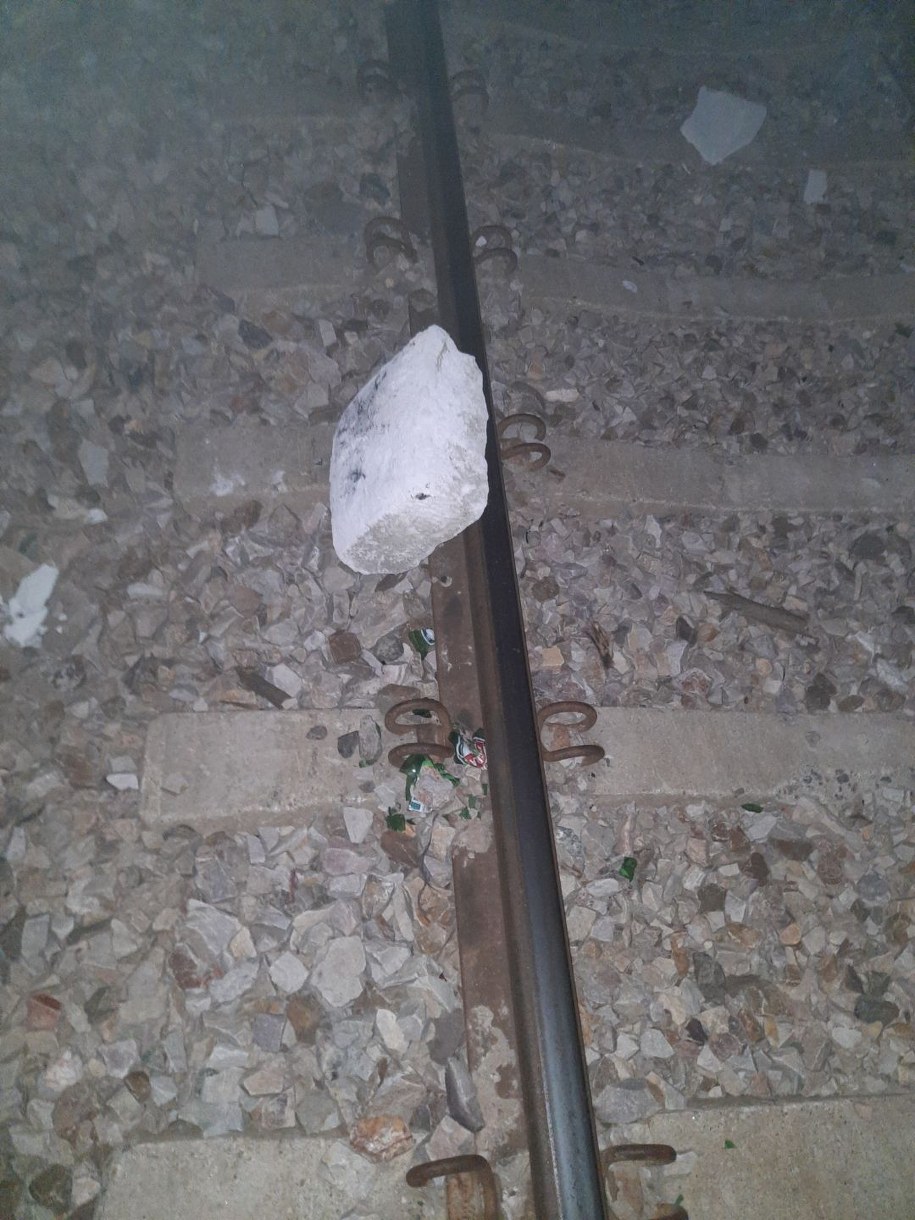 Tak wyglądały kamienie, które ułożone zostały przy torach /Straż Ochrony Kolei  /