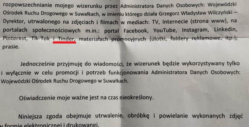 Taką zgodę otrzymali do podpisu egzaminatorzy w WORD w Suwałkach / fot. Organizacja Międzyzakładowa nr 60 NSZZ Solidarność - 80 w WORD /Informacja prasowa