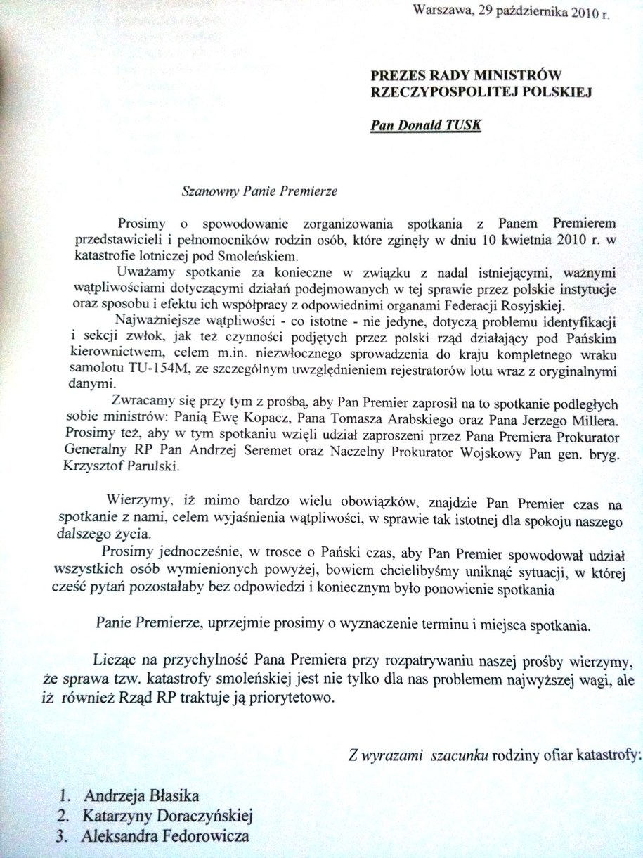 Takie pismo złożono w kancelarii premiera &nbsp; /Pawe wider /RMF FM