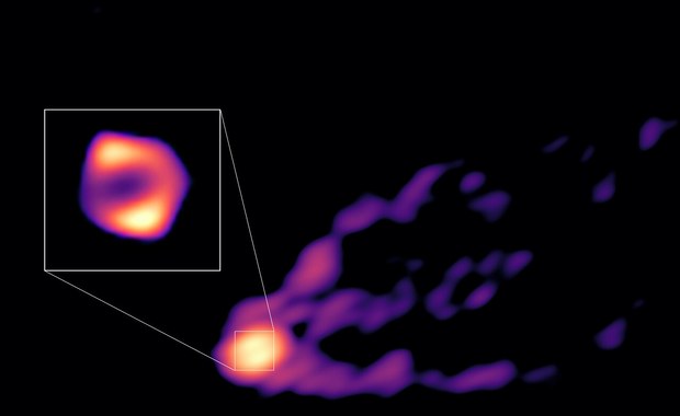 Takiego zdjęcia jeszcze nie było. Cień czarnej dziury i strumień materii 