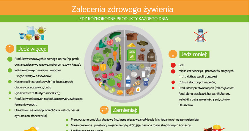 Talerz Zdrowego Żywienia wraz z zaleceniami opracowany przez Narodowe Centrum Edukacji Żywieniowej /źródło: ncez.pzh.gov.pl /INTERIA.PL/materiały prasowe