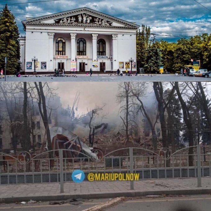 Teatr Dramatyczny w Mariupolu chcą odbudować Włosi. Po bombardowaniach Rosjan przestał istnieć. /Twitter