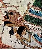Teby, Płaczki - fragment malowidła z grobowca z Tebach, ok. 1400-1375 p.n.e. /Encyklopedia Internautica