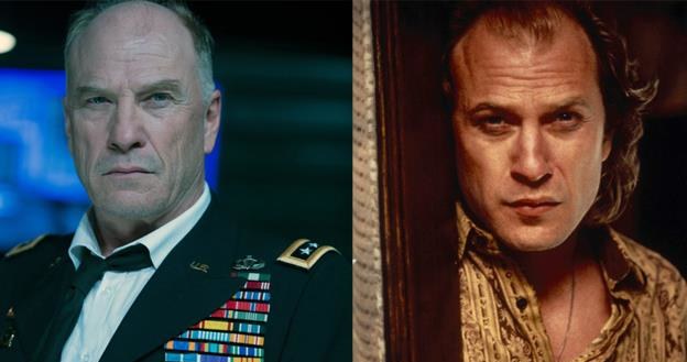 Ted Levine w "Polowaniu na prezydenta" (z lewej) i jako Buffalo Bill w "Milczeniu owiec" /materiały dystrybutora