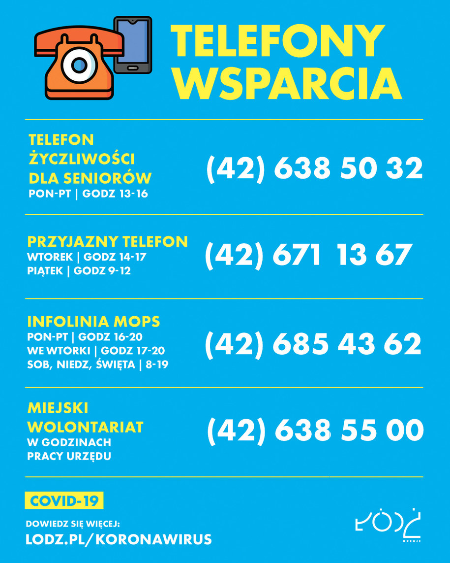 Telefony wsparcia w czasie V fali pandemii dla łodzian /UMŁ /Materiały prasowe