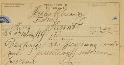 Telegram z okazji zaręczyn Piotra Szembeka z Marią  Fredrówną /Biblioteka Narodowa
