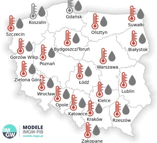 Temperatura w lipcu będzie w większości regionów wyższa niż zwykle /IMGW /Zrzut ekranu