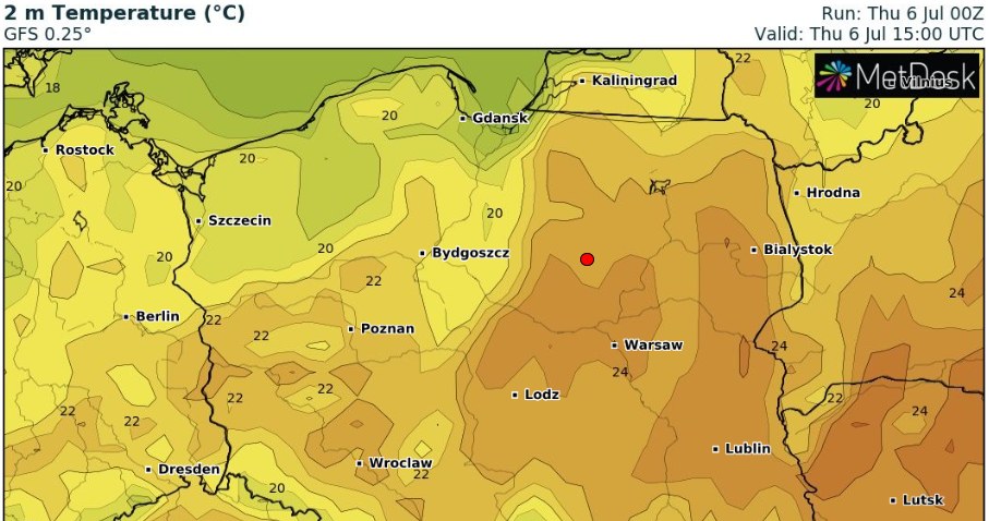 Temperatury będą komfortowe: w najcieplejszych miejscach będzie nie więcej niż 26 st. C /wxcharts /