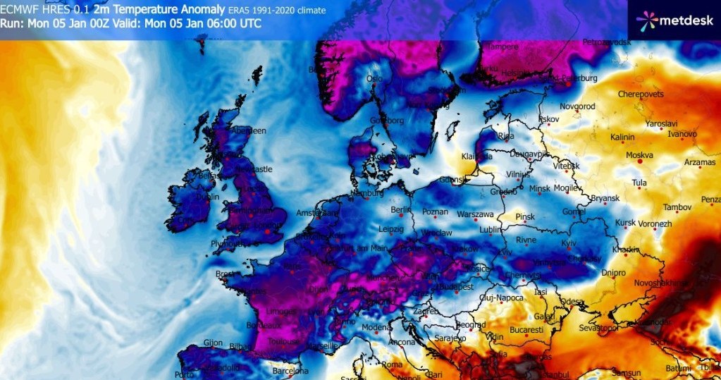 Temperatury będą niższe i w ciągu dnia w praktycznie całej Polsce będzie mróz. W nocy będzie nawet -16 stopni Celsjusza /WXCharts /