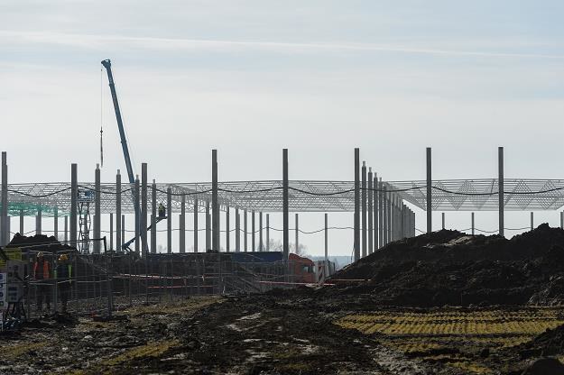 Teren budowy hali magazynowej firmy Amazon w Sadach koło Poznania /PAP